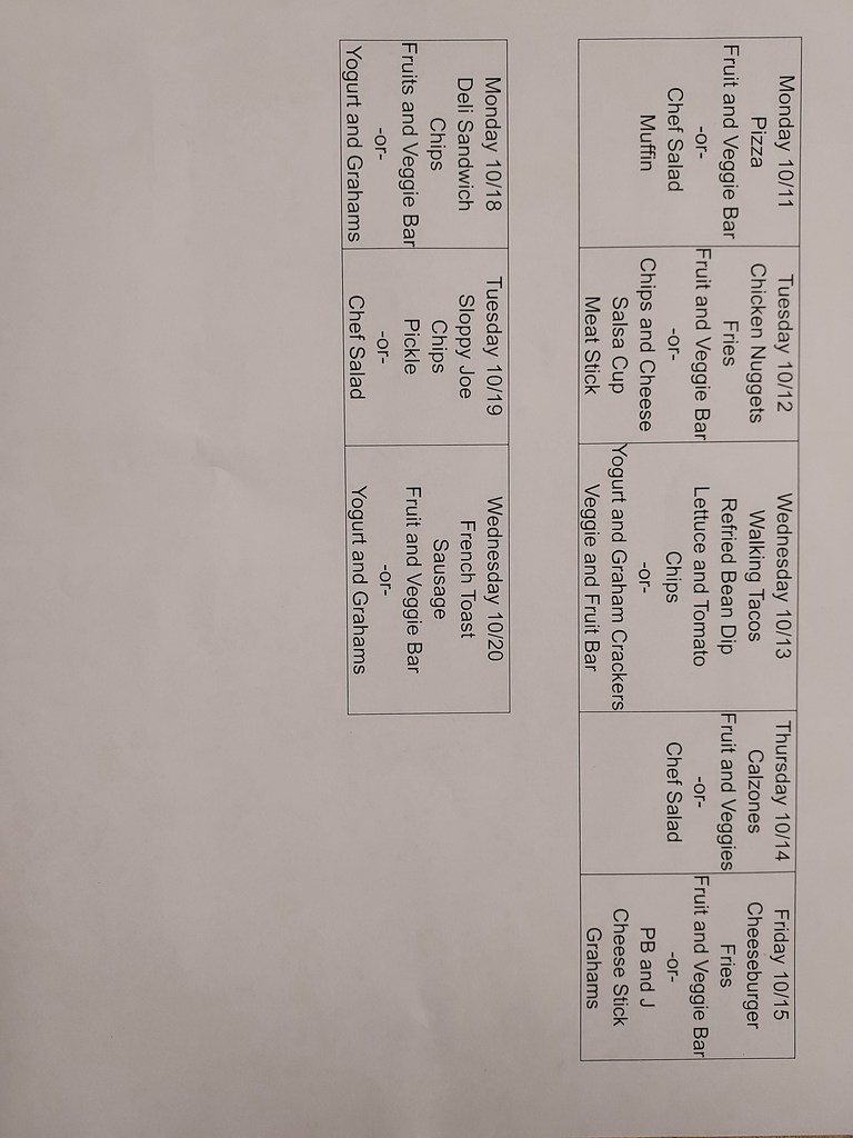 NS Lunch Menu-Week of 10//11